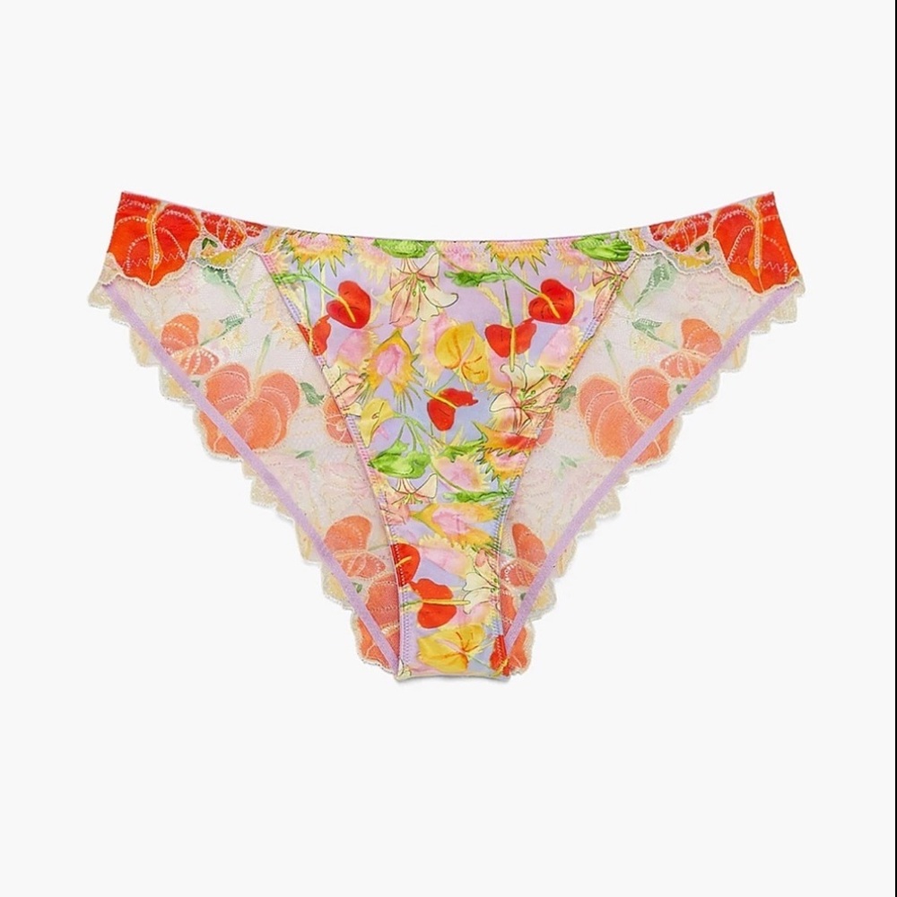 Savage X Fenty Purple Prism Mutha Nature Satin Unlined Demi Bra Cheeky Panty Set - Picture 8 of 12